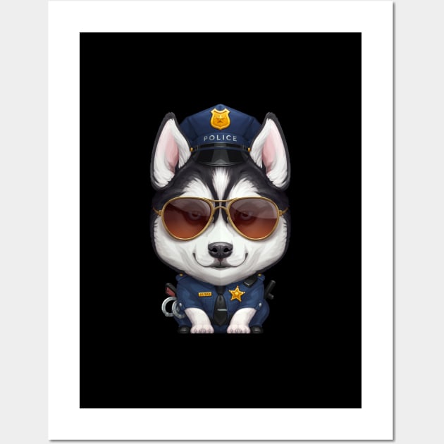 Siberian Husky Police Officer Wall Art by stonemask